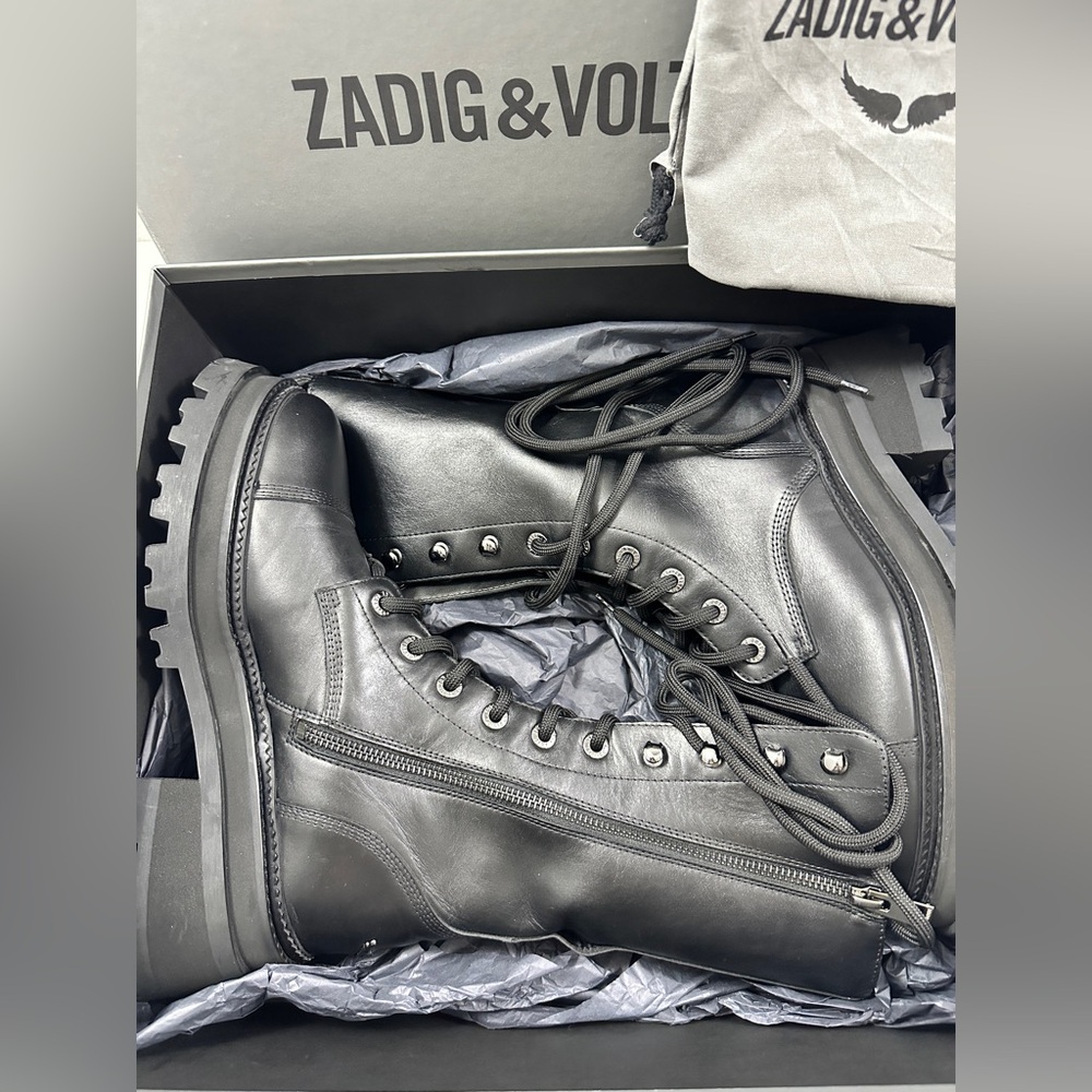 Zadig & Voltaire Women's Ride Block Heel High Ankle Boots size 39 (US 8) Black - Picture 8 of 14